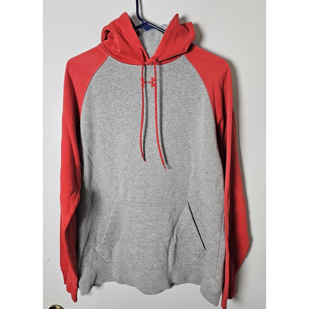 Under Armour ColdGear Gray Red Color Block Hoodie Men's Size M